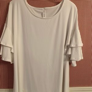 White ruffle sleeve tunic